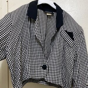 Houndstooth cropped formal blazer